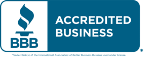 Blue badge with BBB accreditation logo